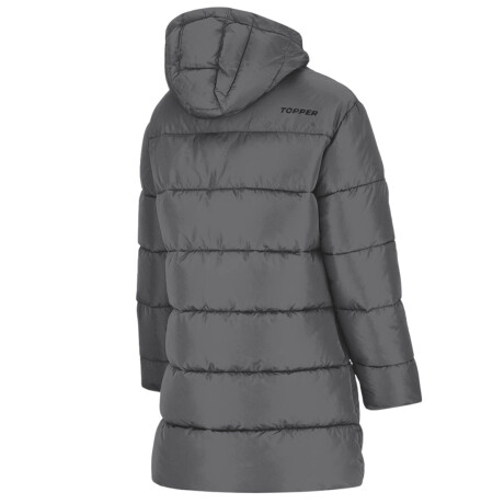 Campera Topper Dama Puffer C/Capucha Cuello Alto Gris