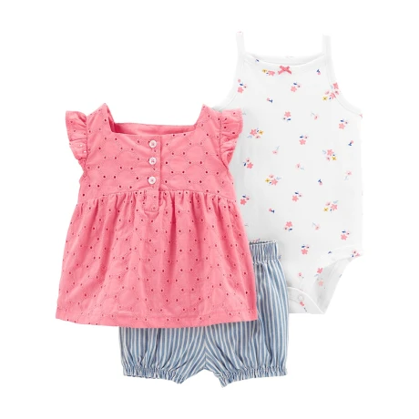 Set Carters Short Body y Musculosa AZUL-BLANCO-ROSA