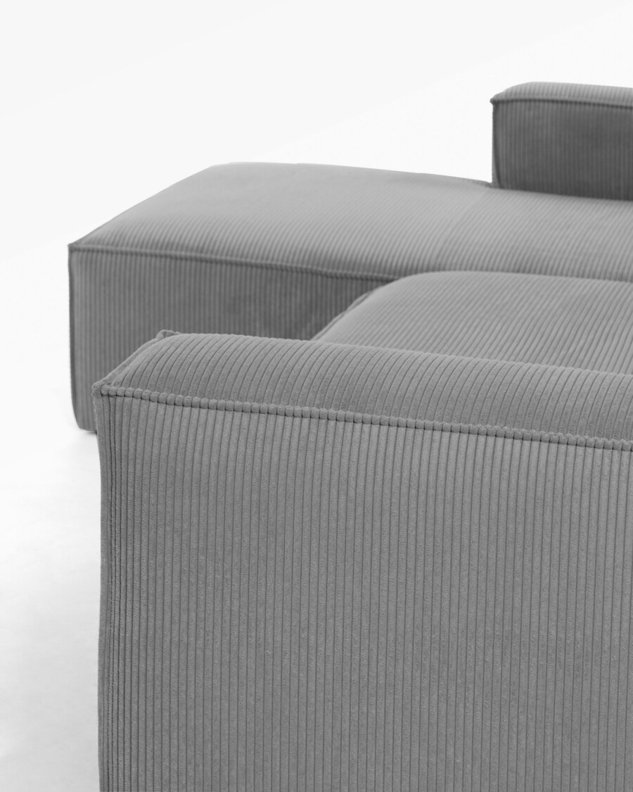 Sofá Blok 3 plazas chaise longue izquierdo pana gris 300 cm