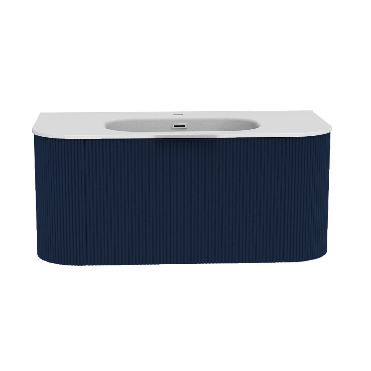 Mueble Baldi Colgar Laqueado Azul Mate Y Bacha 100X50X42 