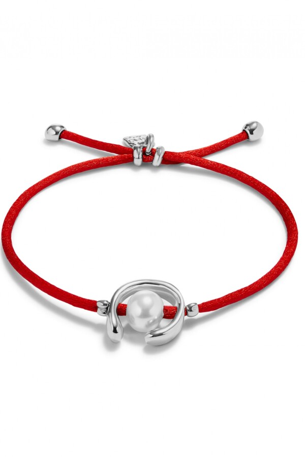 PULSERA DE HILO ROJO CON PERLA SHELL FORNITURA BAÑADA EN PLATA DE LEY. Pulsera