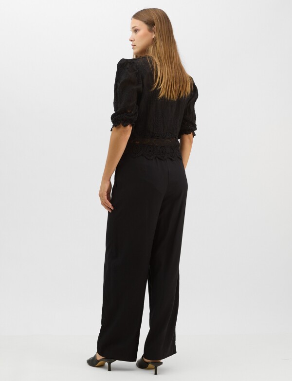 Blusa Bordada Puntilla NEGRO