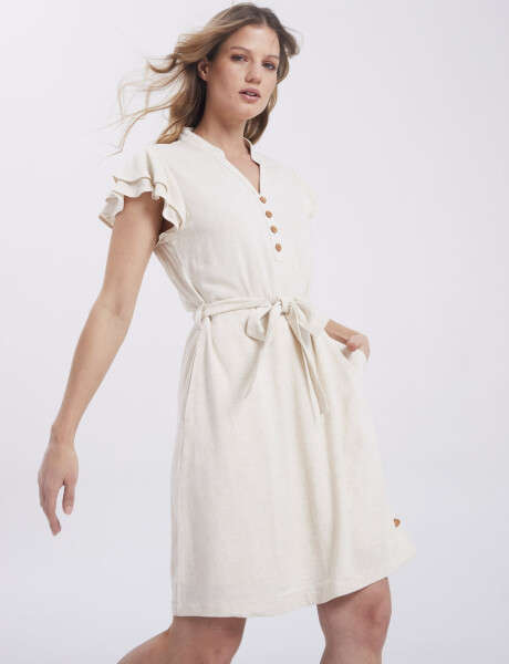 VESTIDO DE LINO Beige