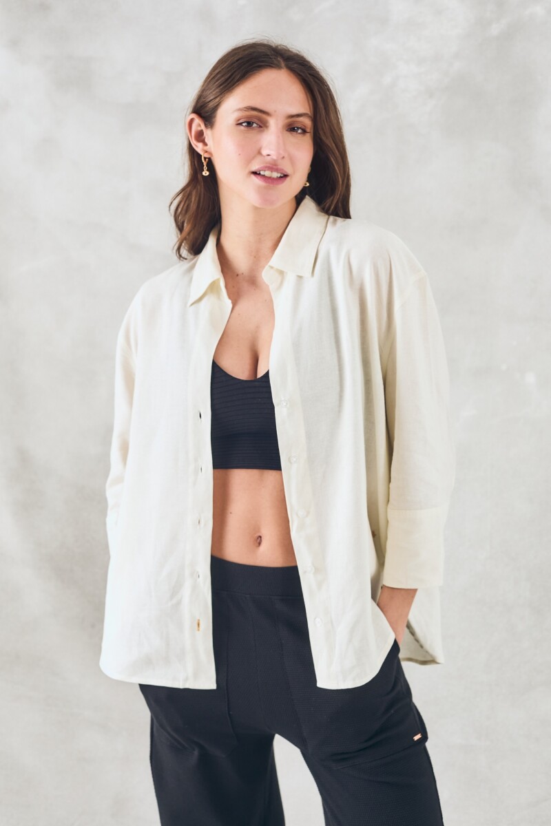 Camisa Con Lino Nácar