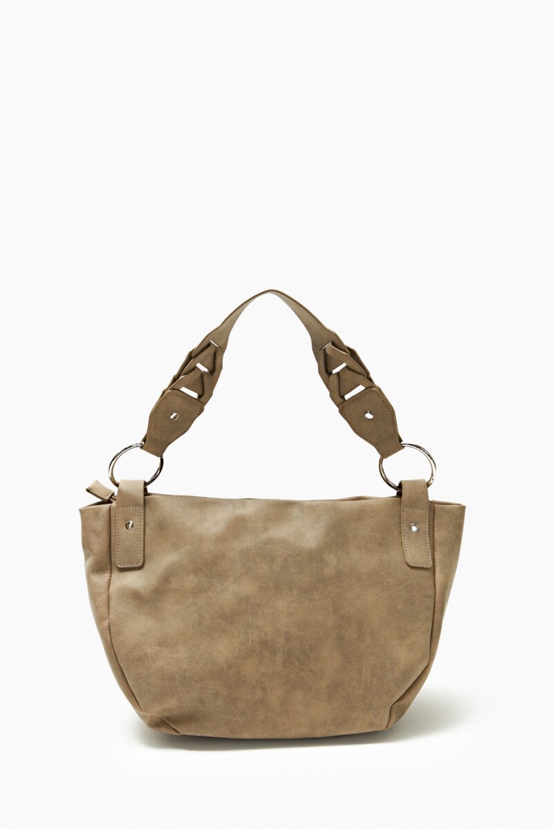 Cartera con tachas beige
