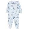Enterito algodón Carters con pie RN Celeste OSO pastel