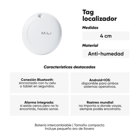 Tag Localizador Mundial para Android+IOS Blanco