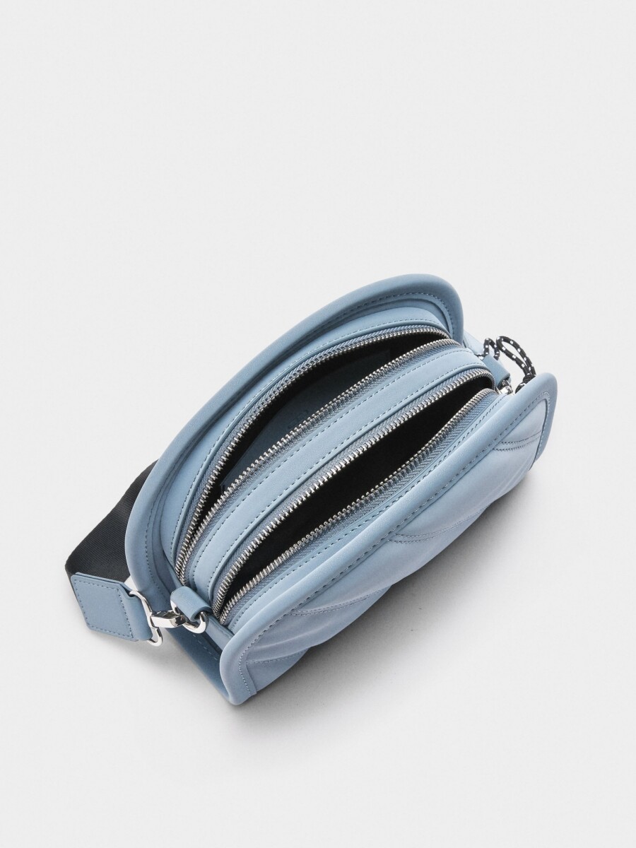 Bolso Bandolera Textura Suave Y Colgante azul