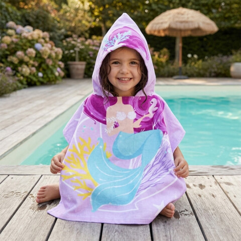 Bata Poncho Infantil Varios Diseños 100% Algodón 60 x 60 cm Sirenas