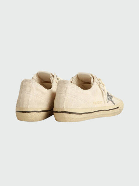 Golden Goose-Championes de cuero acordonados, V- Star Blanco