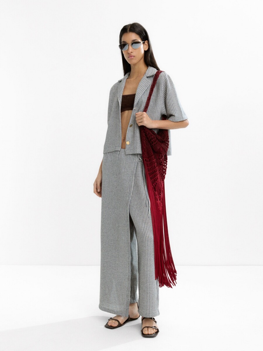 Pantalón Con Cruce De Rayas multicolor