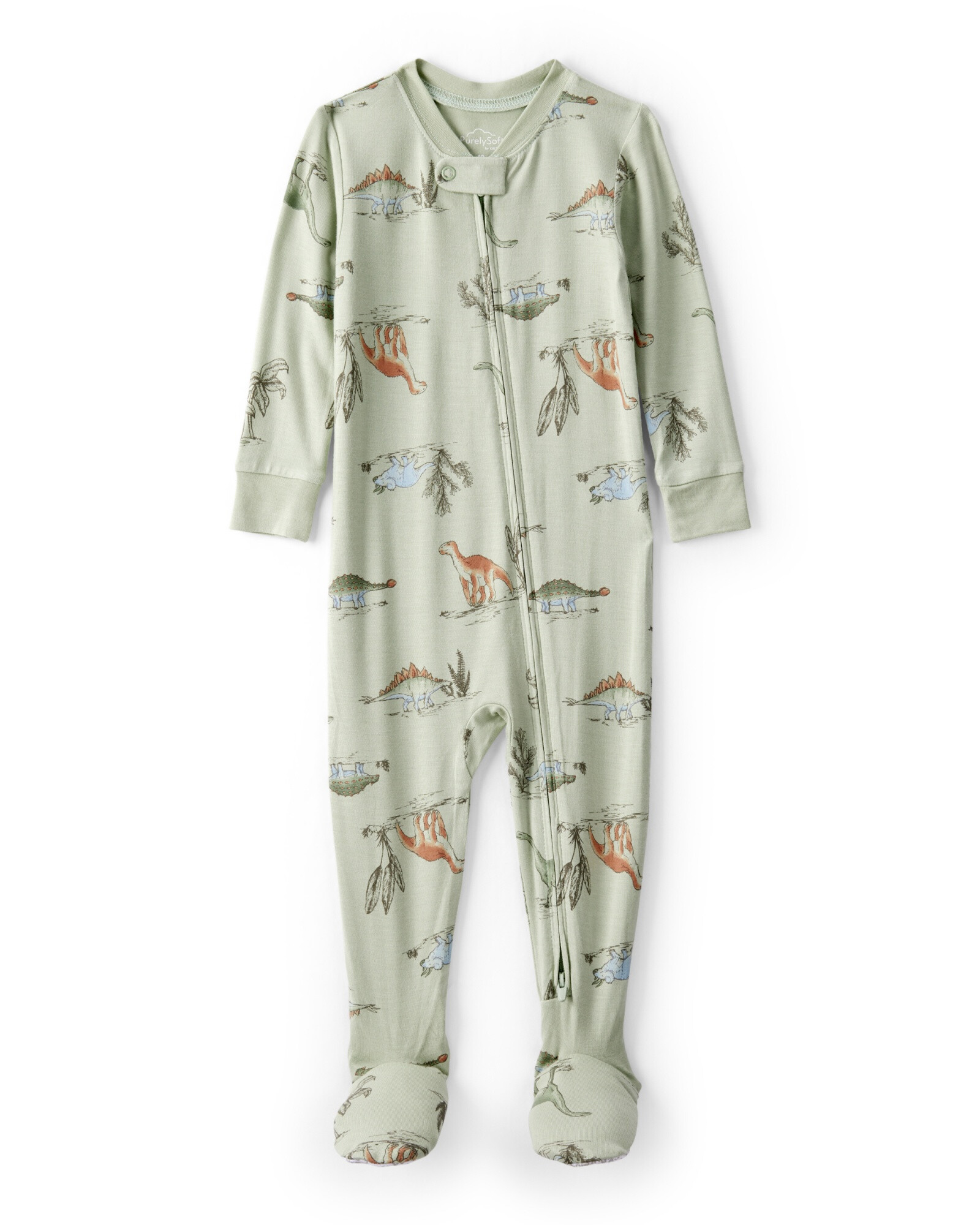 Pijama una pieza de viscosa Ecovero, con pie, diseño dinos, línea Purelysoft Sin color