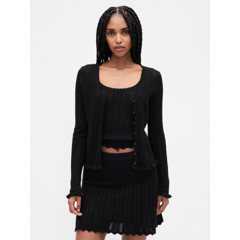COTTON POINTELLE CARDI BLACK