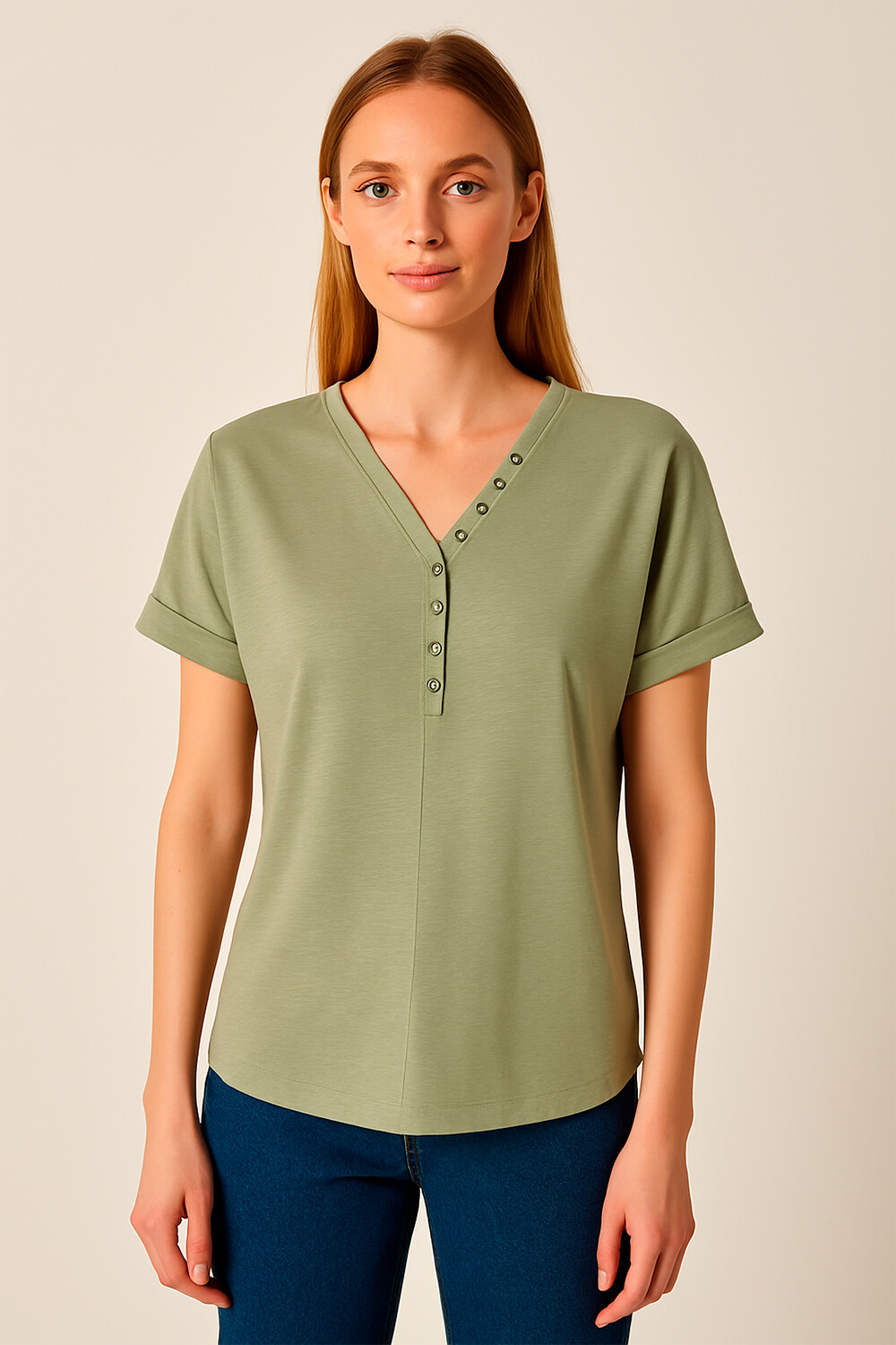 Remera Tazu Verde Grisaceo
