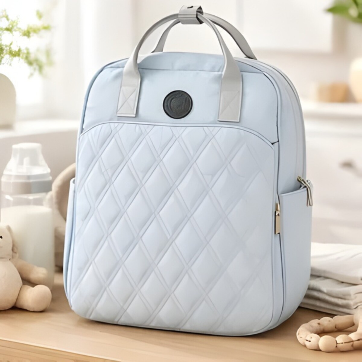 Mochila Canva maternal alta gama - Celeste 