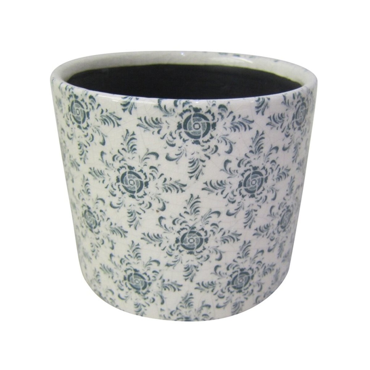 MACETA CERAMICA 12X12X10.5CM FLORES AZUL 