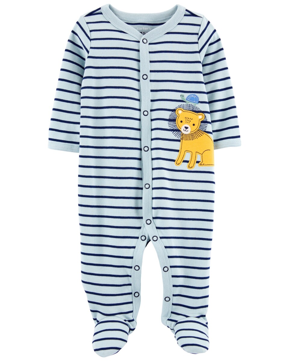 Pijama una pieza de algodón con pie estampa león 