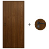 Puerta Desarmada Interior en MDF con Marco y Cerradura Lumax Marrón Oscuro Lisa Herraje Negro