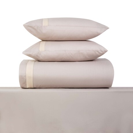 JUEGO SÁBANAS 2 PLAZAS ALGODON-Y-POLIESTER NATURAL-BEIGE SLUB BLEND BEIGE