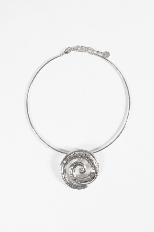 Collar dije espiral plateado