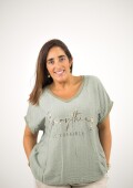 Blusa viscosa con lurex dorado verde