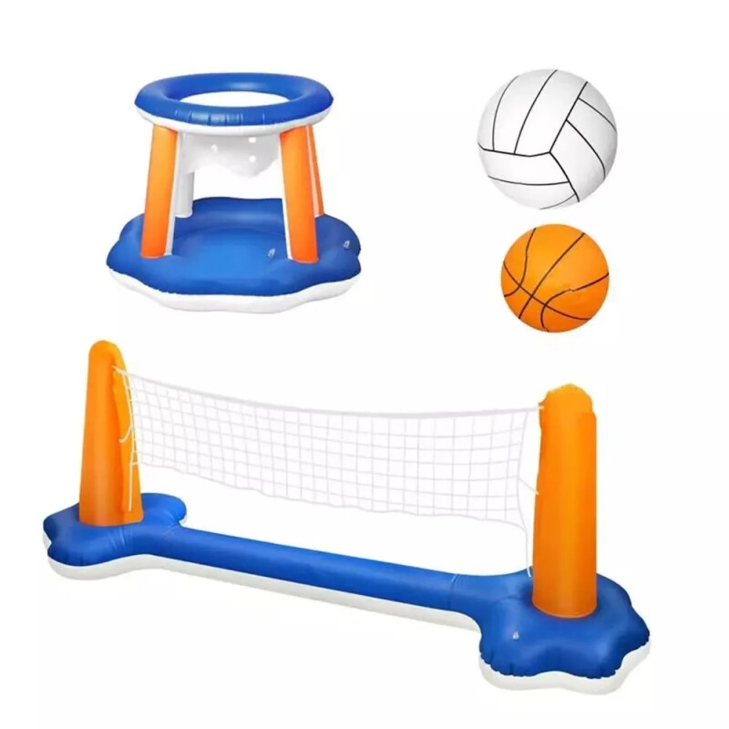 Inflable Piscina Set Red Voley Y Aro Basket Sin Color