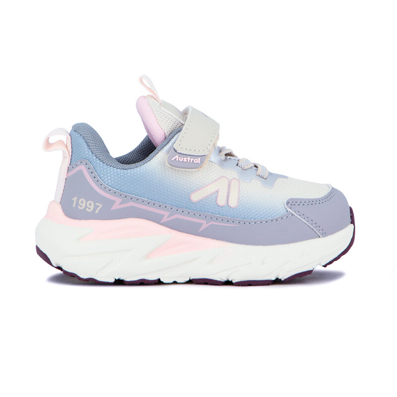 Austral Calzado Deportivo Niño C/velcro Y Cordon Elastico/suela Rayo / Gris-rosado Gris-rosado