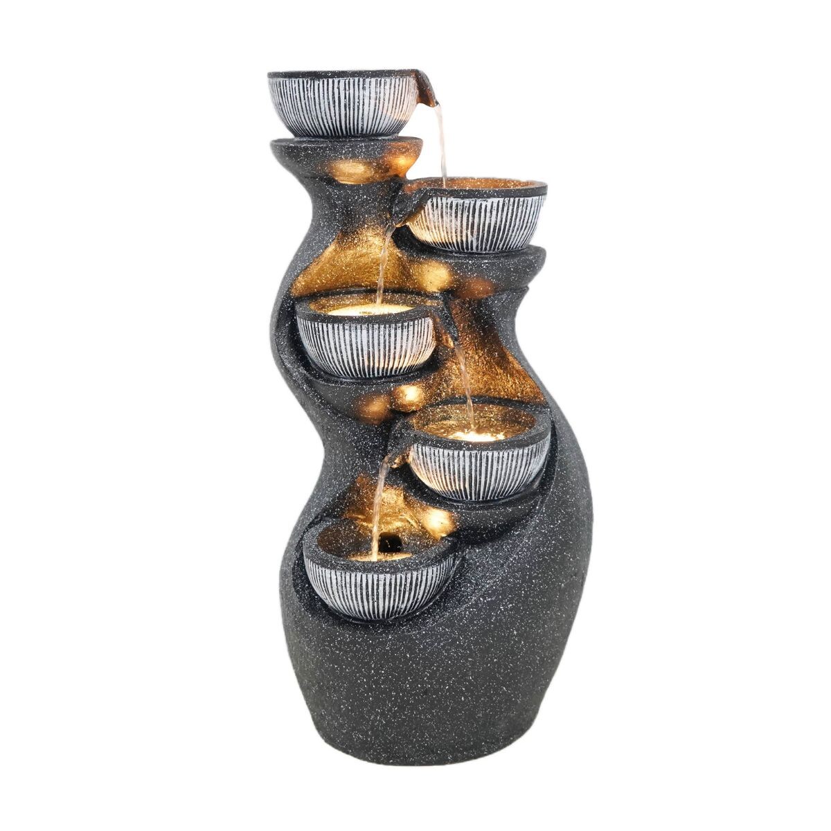 Fuente de agua 5 jarrones con luz 