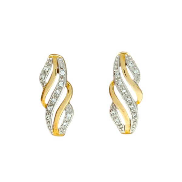 Caravanas Ondas oro- Oro bajo - Zirconia - CA8049 sinpiedra