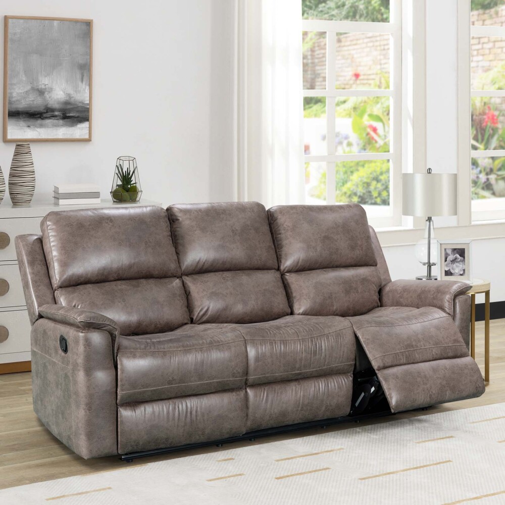 RECLINER MANUAL 3 CUERPOS TELA MARRON LAGOS MOKA