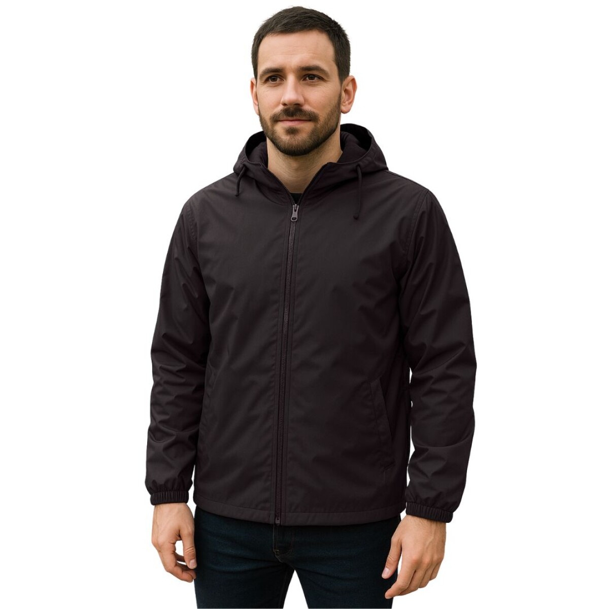 Campera impermeable forro polar - Negro 