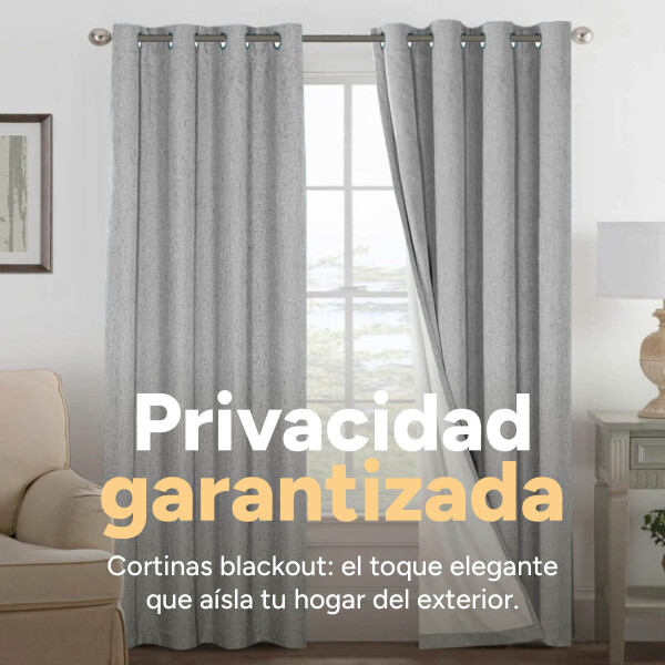 Cortina 80% Blackout 2 Paños 140x220 Textura Lino Doble Faz Variante Color Gris Claro
