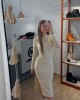 VESTIDO CANELADO Crudo