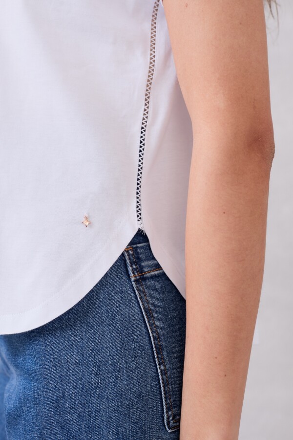 Remera Algodon Peinado Blanco