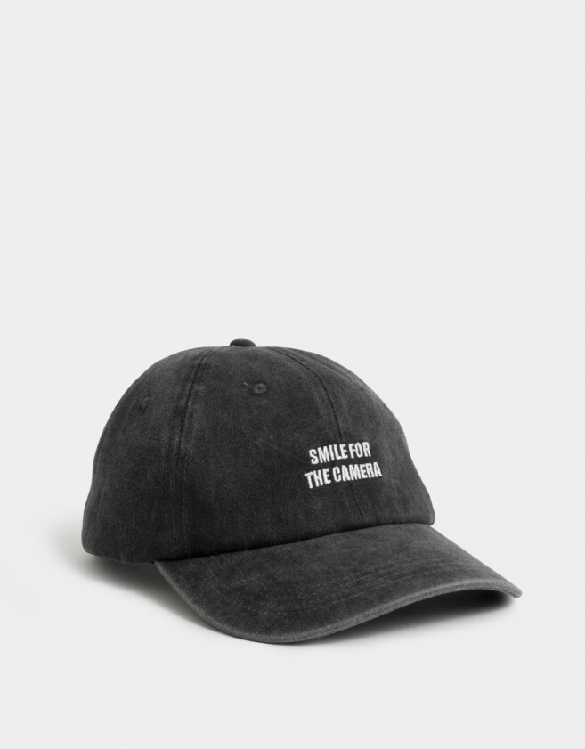 Caps Gorra Denim Bordada - Negro