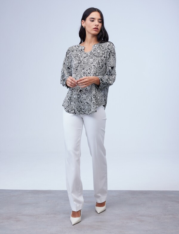 Blusa Keyhole NEGRO/BLANCO