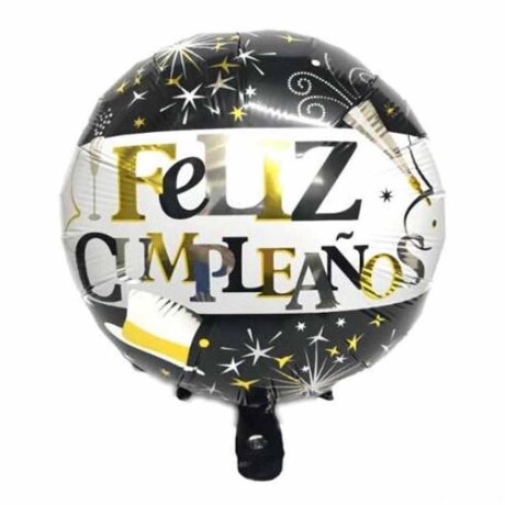 Globo Helio feliz cumpleaños negro-dorado-plata Globo Helio feliz cumpleaños negro-dorado-plata