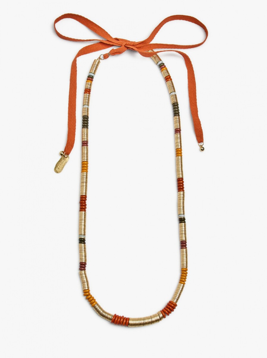 Collar Largo Cuentas De Piedra - multicolor 