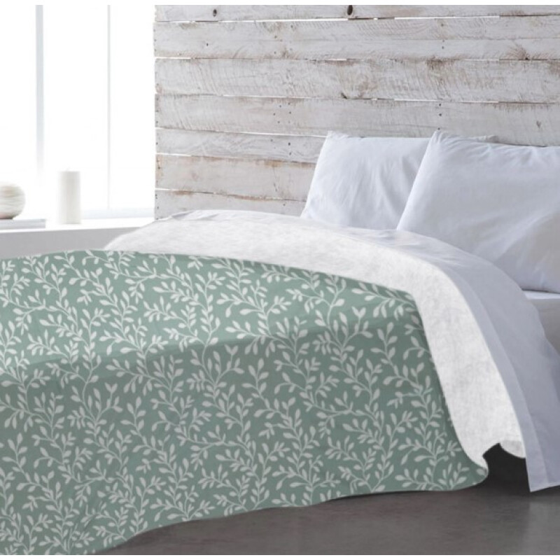 Frazada con Corderito 2 PLAZA Home Class 200 x 240 cm HOJAS VERDES