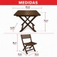 Mesa + 2 Silla Plegable Simil Madera Reforzada Plástico MARRON