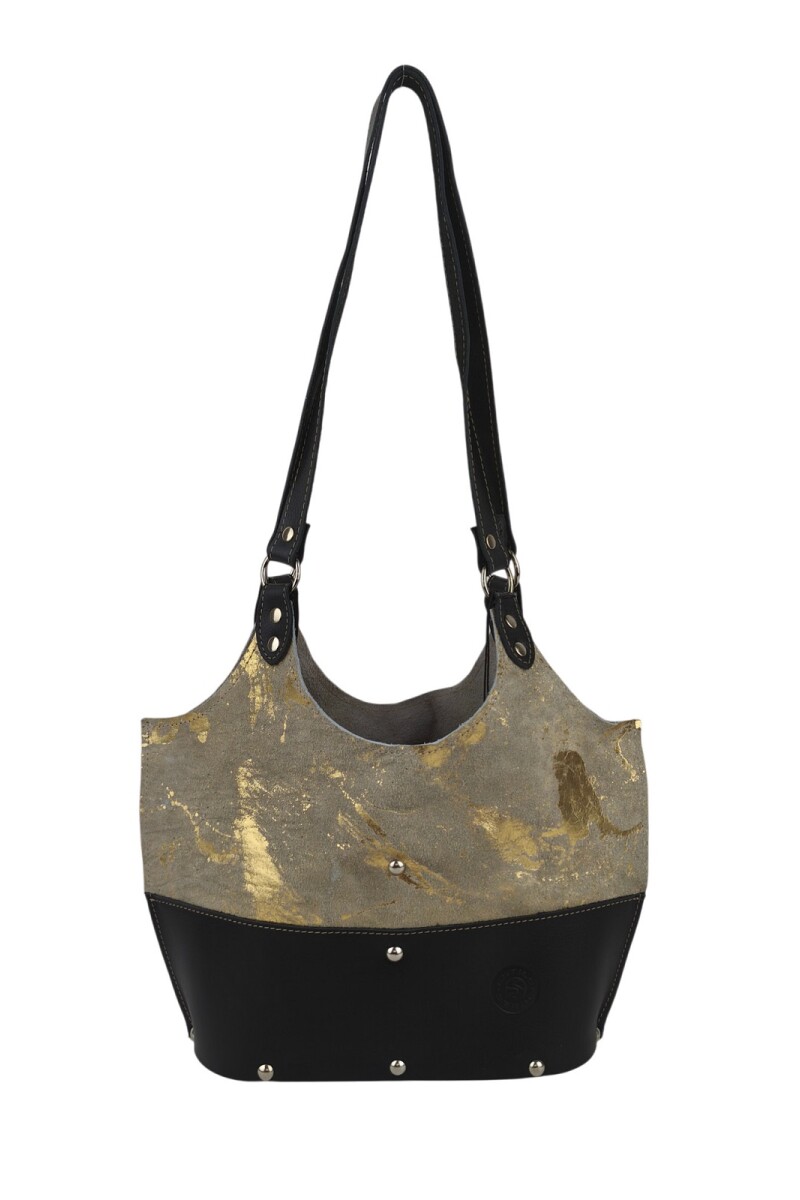 Matera dama cuero en madera dividida Beige con dorado