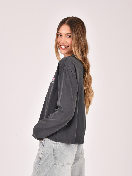 REMERA FLORE GRIS OSCURO