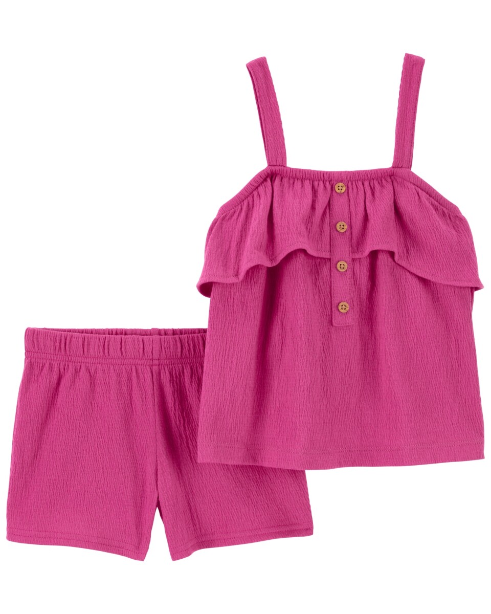 Set dos piezas de jersey arrugado, short y musculosa 