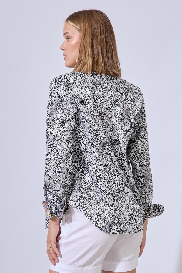 Camisa Algodon Print NEGRO/BLANCO