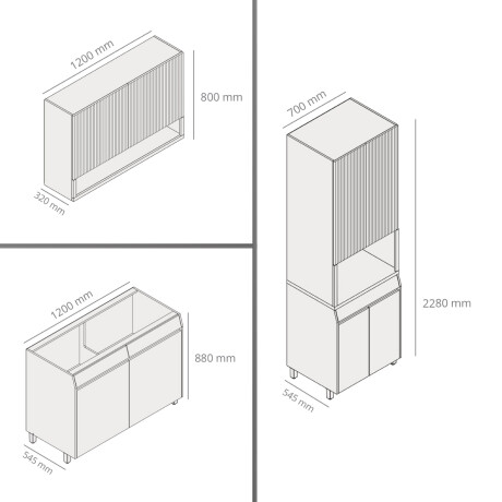 JUEGO MODULAR PARA COCINA INCLUYE AEREOS BAJO MESADA Y TORRE GAMAS DE BEIGE
