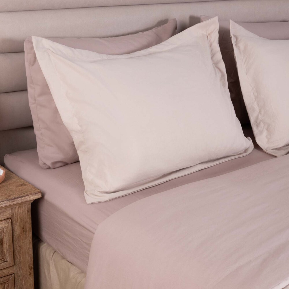 SET DE ACOLCHADO 2 PLAZAS POLIESTER NATURAL-BEIGE PREWASHED AVENA