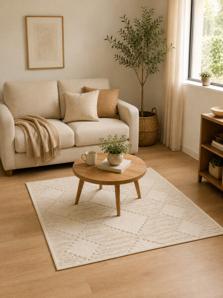 ALFOMBRA VELUTO ROMBOS BEIGE
