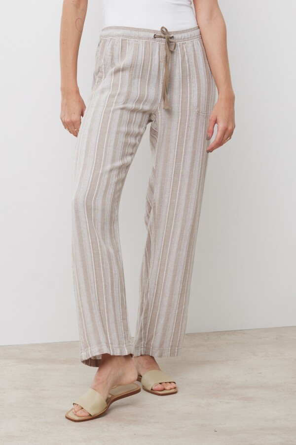 Pantalon Lino BEIGE/MULTI