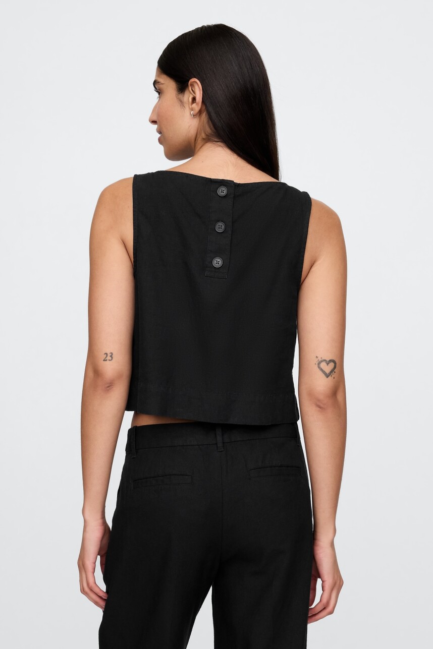 Musculosa De Lino Mujer True Black
