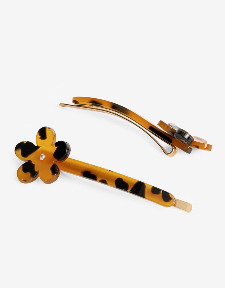 Horquillas con Accesorios Carey Horquilla De Acrilico Con Flores Incrustadas. - Marron Carey